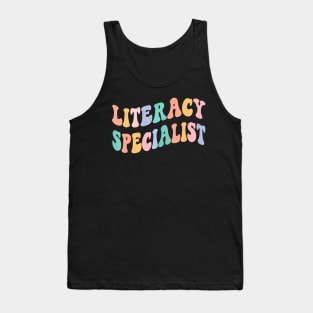 Back To School Teacher Groovy Literacy Specialist Tank Top